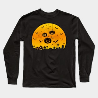 Spooky Moon Halloween Witch Monster Ghost Pumpkin Long Sleeve T-Shirt